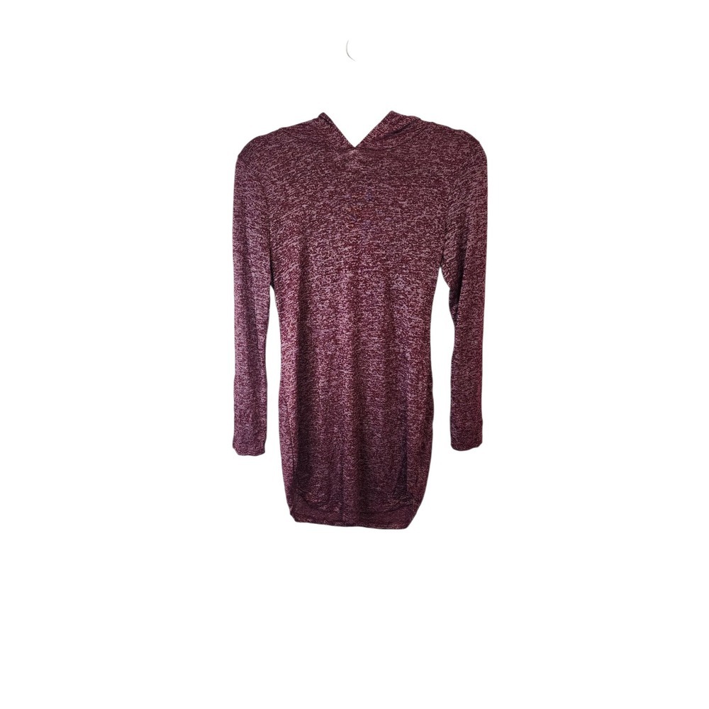 Discreet Hoodie‎ Long Sleeve Mini Dress Heathered Purple Maroon S